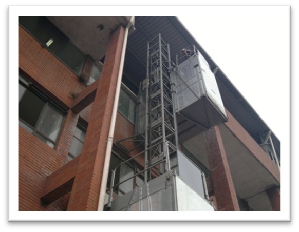Elevator mast and building access points